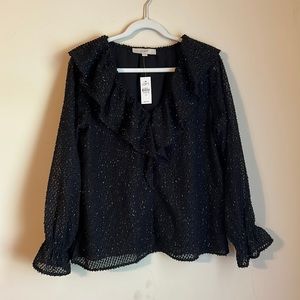 NWT Medium LOFT top.  Black with sheer sleeves